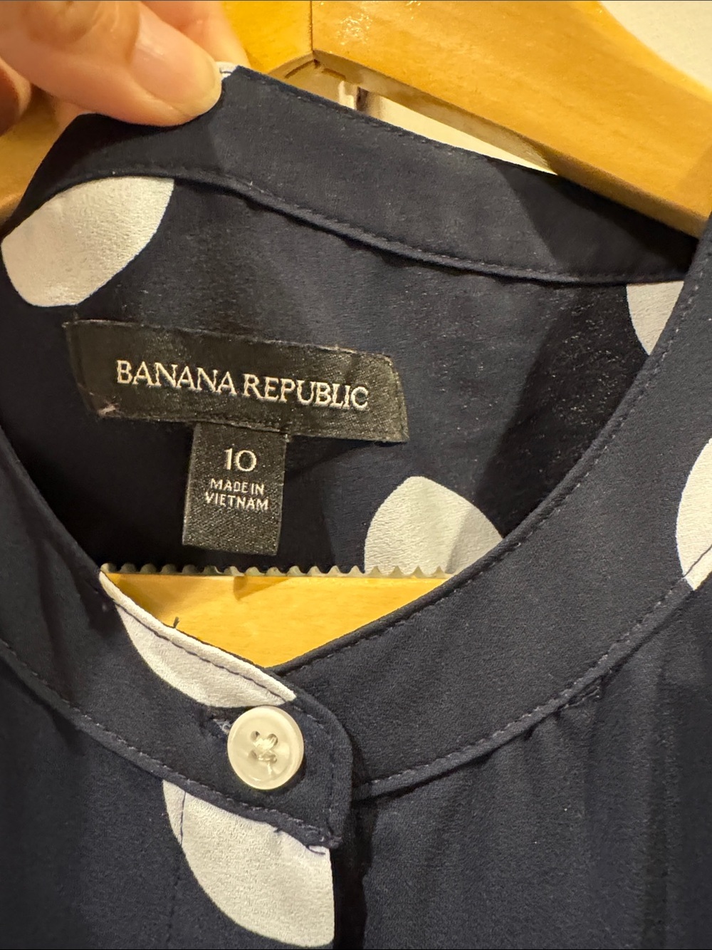 Banana Republic Navy and White Polka Dot Sleeveless maxi dress with Belt - Picture 2 of 3